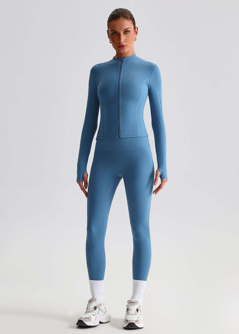 Long Pants And Coat Tight Yoga Suit Set High-waisted Quick-drying Running And Fitness SKL-LQ8656