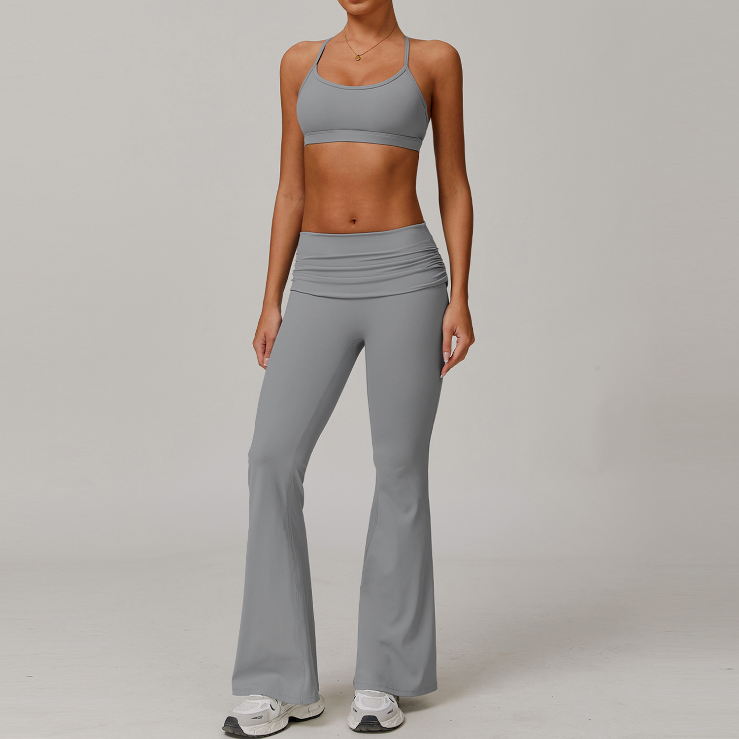  Tight and Quick-Dry Yoga Bra Flared Pants Set 8347