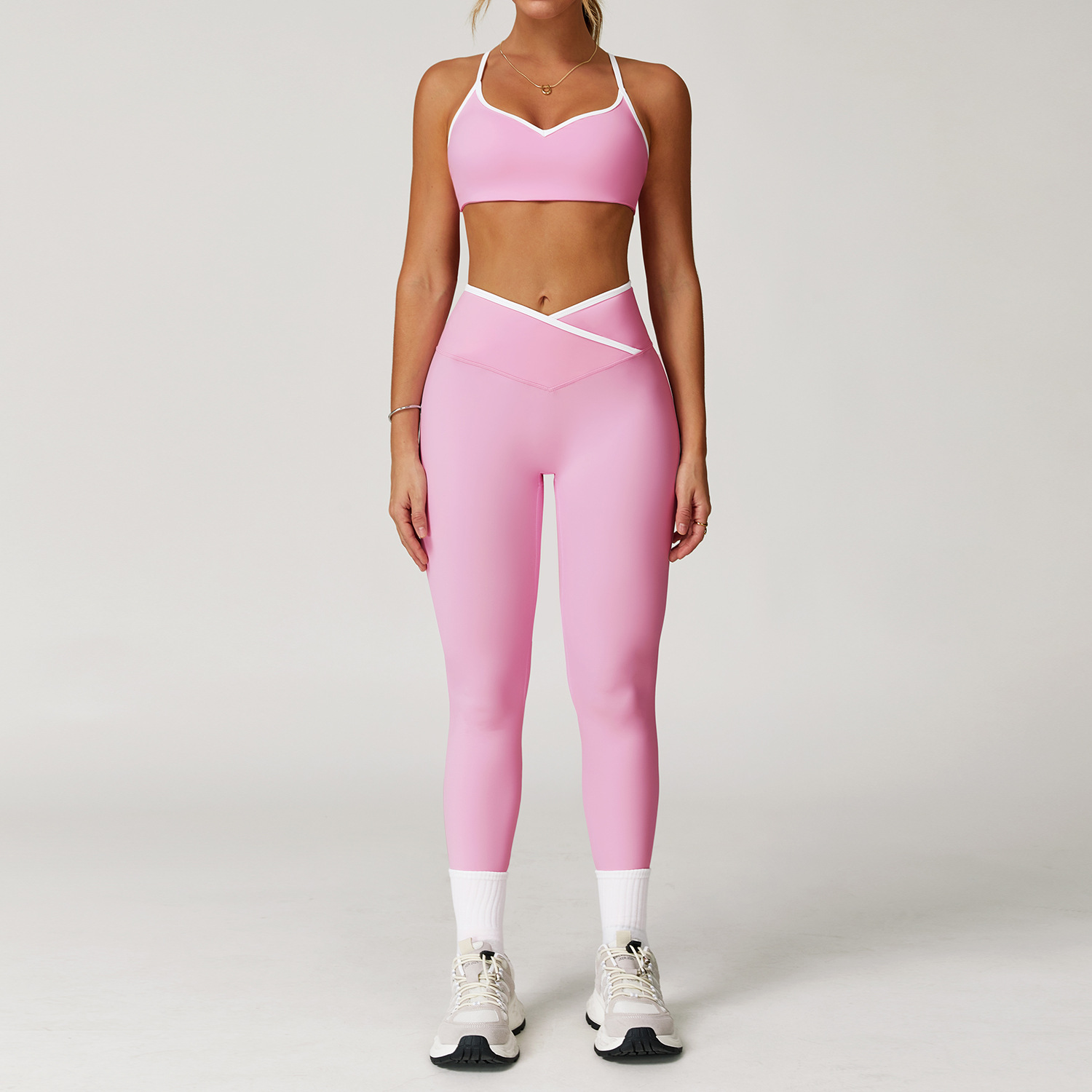  Women's 3 Options Bra & High-Waist Sports Pants Yoga Set 9253