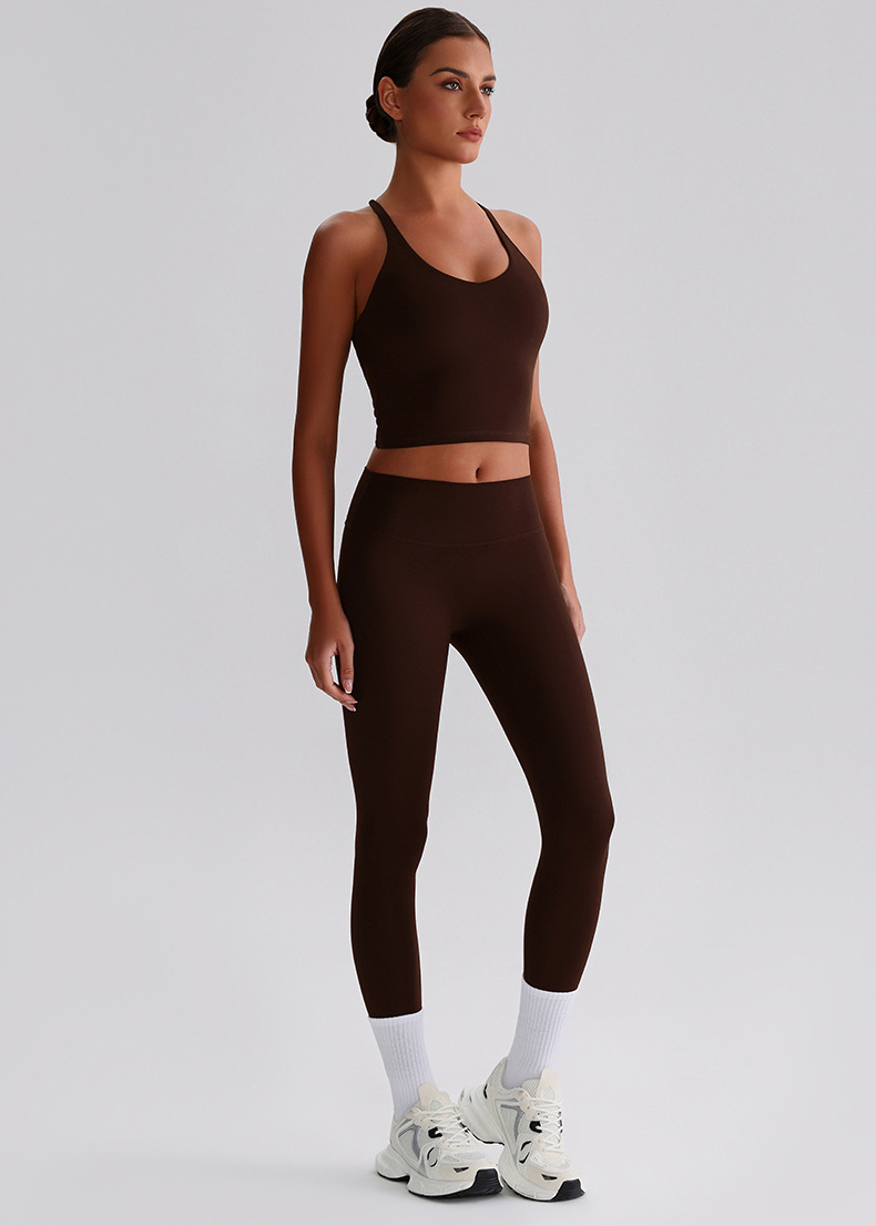 Women's Plus-size Tight Sports Leggings And Bra With Padded Outdoor Running And Fitness Wear Two-piece set SKL-LQ0128