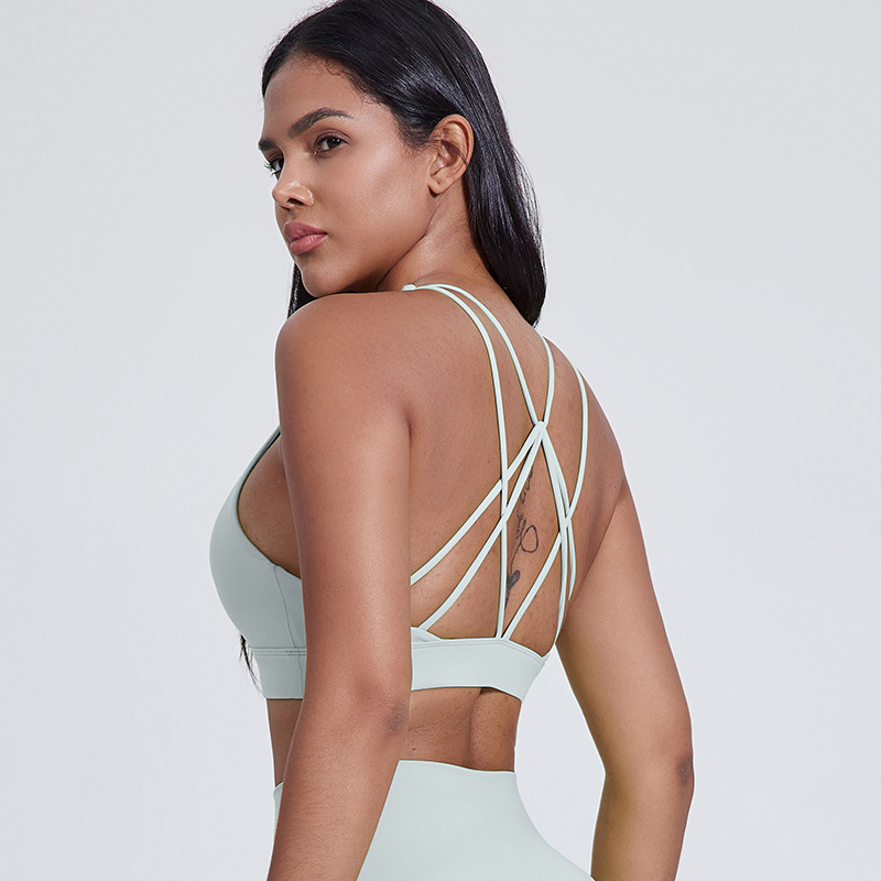 Women's Nude Cross-shaped Beautiful Back Sports Underwear Bra SKL-LQ5016