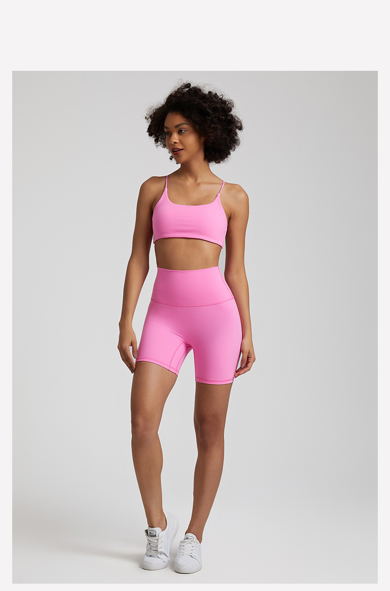 Cross Back Bra Breathable Compression Shorts Yoga Wear Set SKL-LQ7359