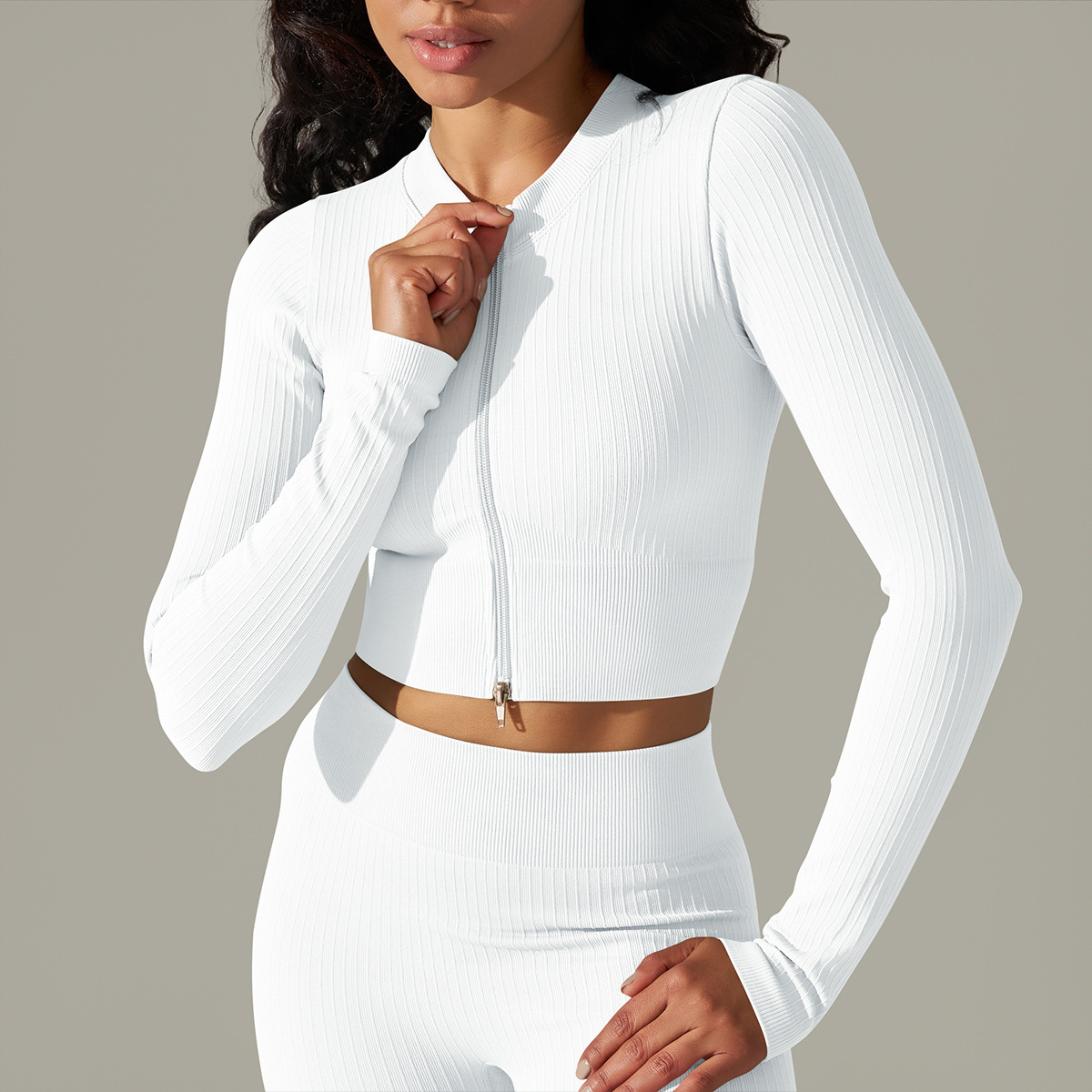 Long-Sleeve Sports Top Zippered Shapewear Fitness Wear 9310long sleeve