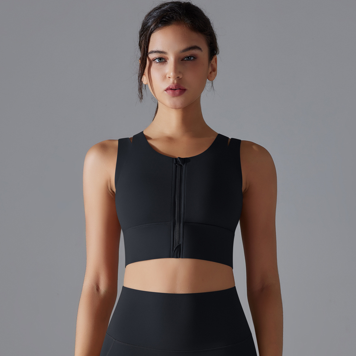  Zippered Sports Bra Running Fitness Vest 7020