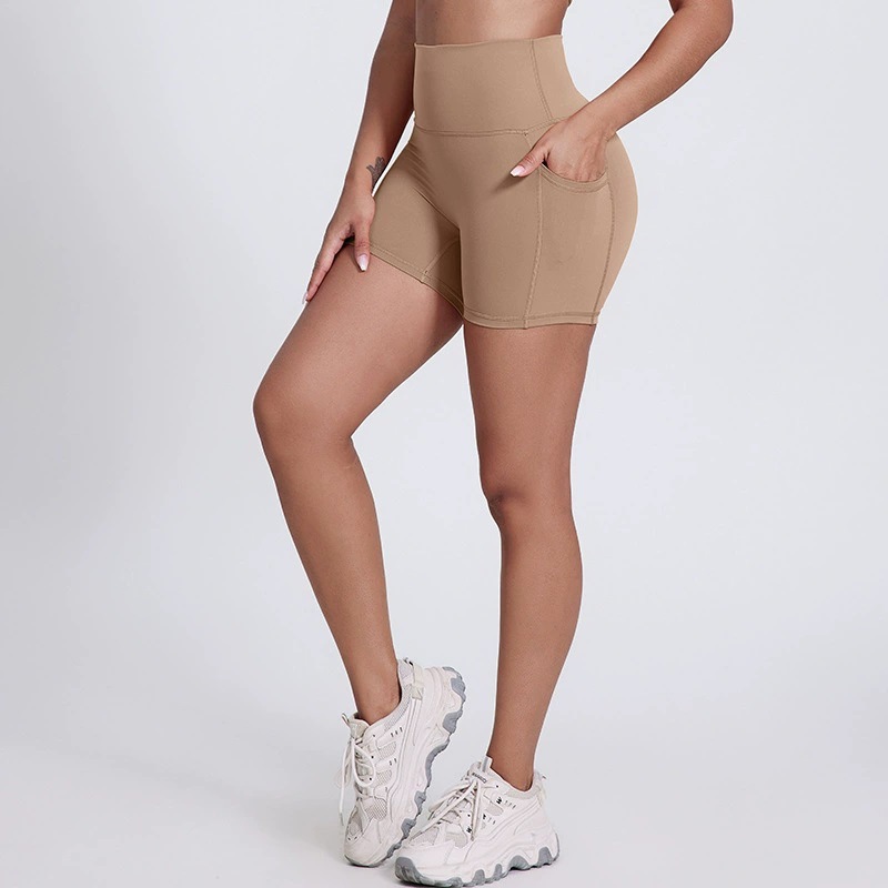 Women Three-inch Pocket Pants High-waisted Hip-lifting Outside Sports Pants SKL-LQ5025