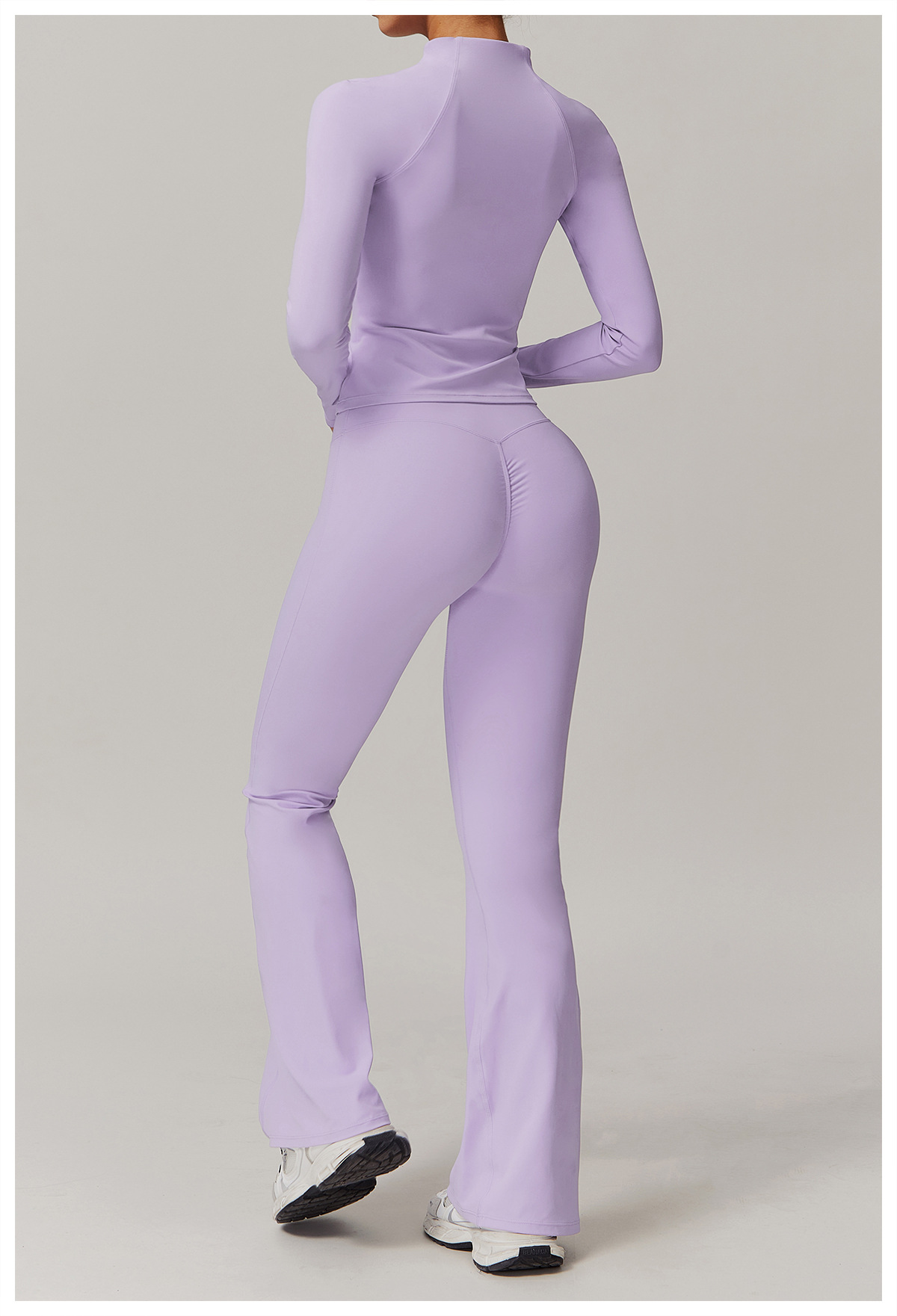 Soft Fabric Twist Pleats Flare Yoga Outerwear Sets 9141