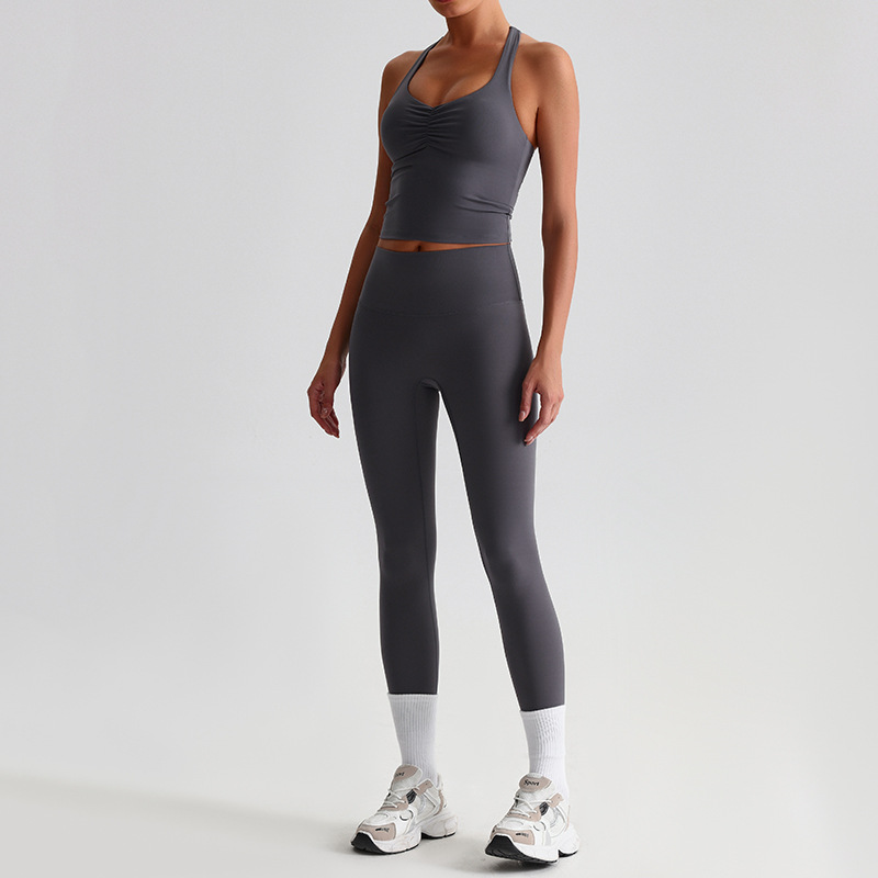  Sports Wide - Leg Pants Outdoor Running Fitness Two - Piece Set SKL-LQ8658