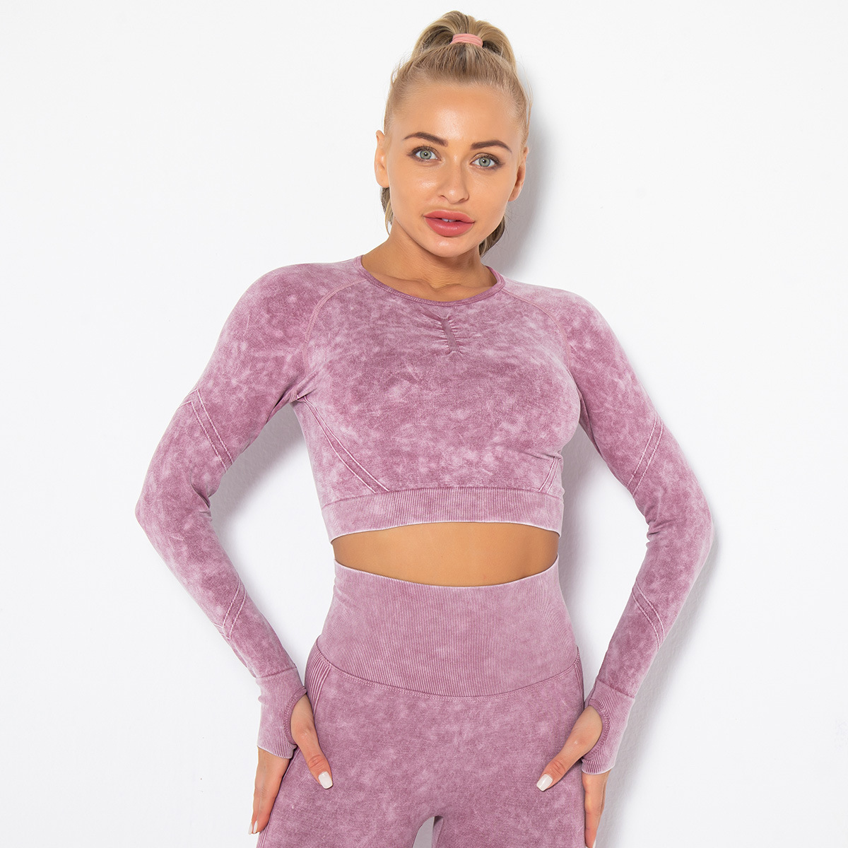  Tie-Dye Tight Quick-Dry Long-Sleeve Yoga Wear 6500
