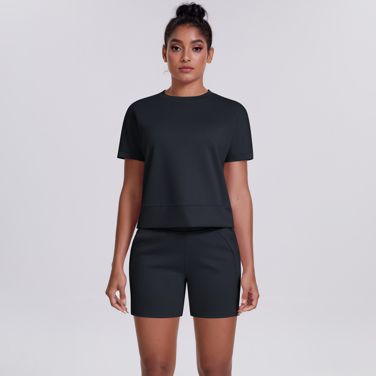  Round-Neck Sports Short-Sleeve Fitness Yoga Wear Set T25B2071