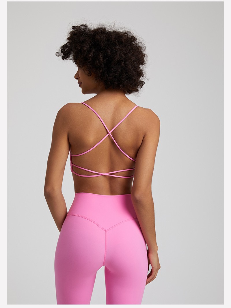 Candy-colored Nude Fitness Cross Back Bra SKL-LQ4059