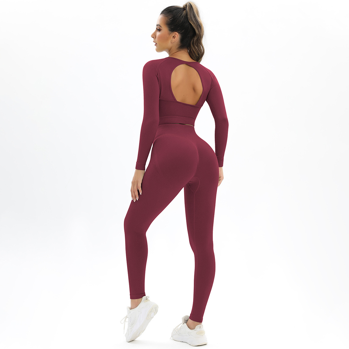  Cutout Yoga Wear Tight Pants Long-Sleeve Set 6603