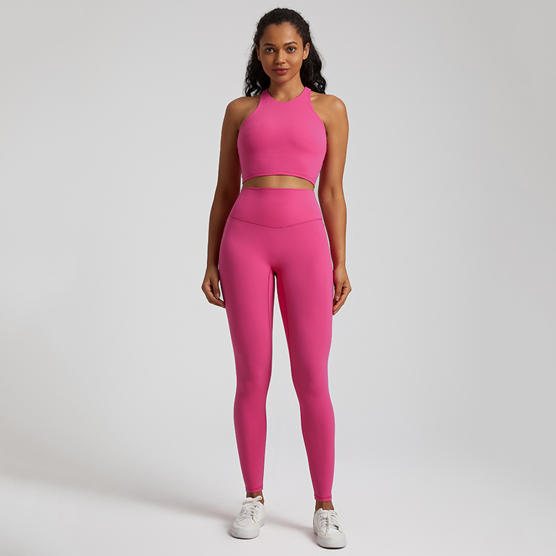 Women's Elastic Beautiful Back Yoga Set Leggings With Beautiful Back Bra SKL-LQ3332