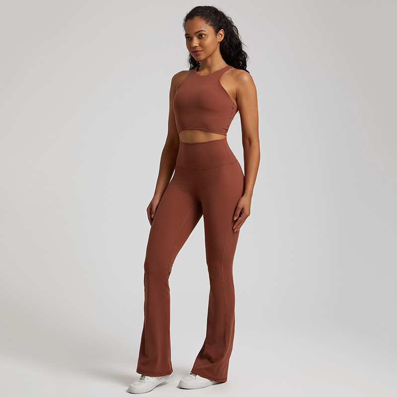  High-waisted Tight-fitting Nude Wide-leg Leggings And Beautiful Back Yoga Wear SKL-LQ6932