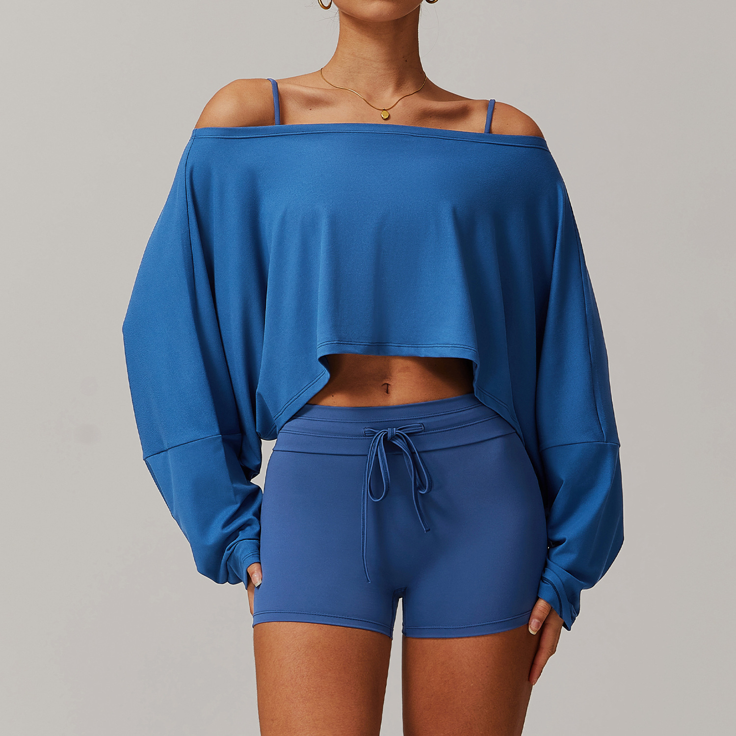 Off the shoulder Long-sleeve Yoga Set 5034