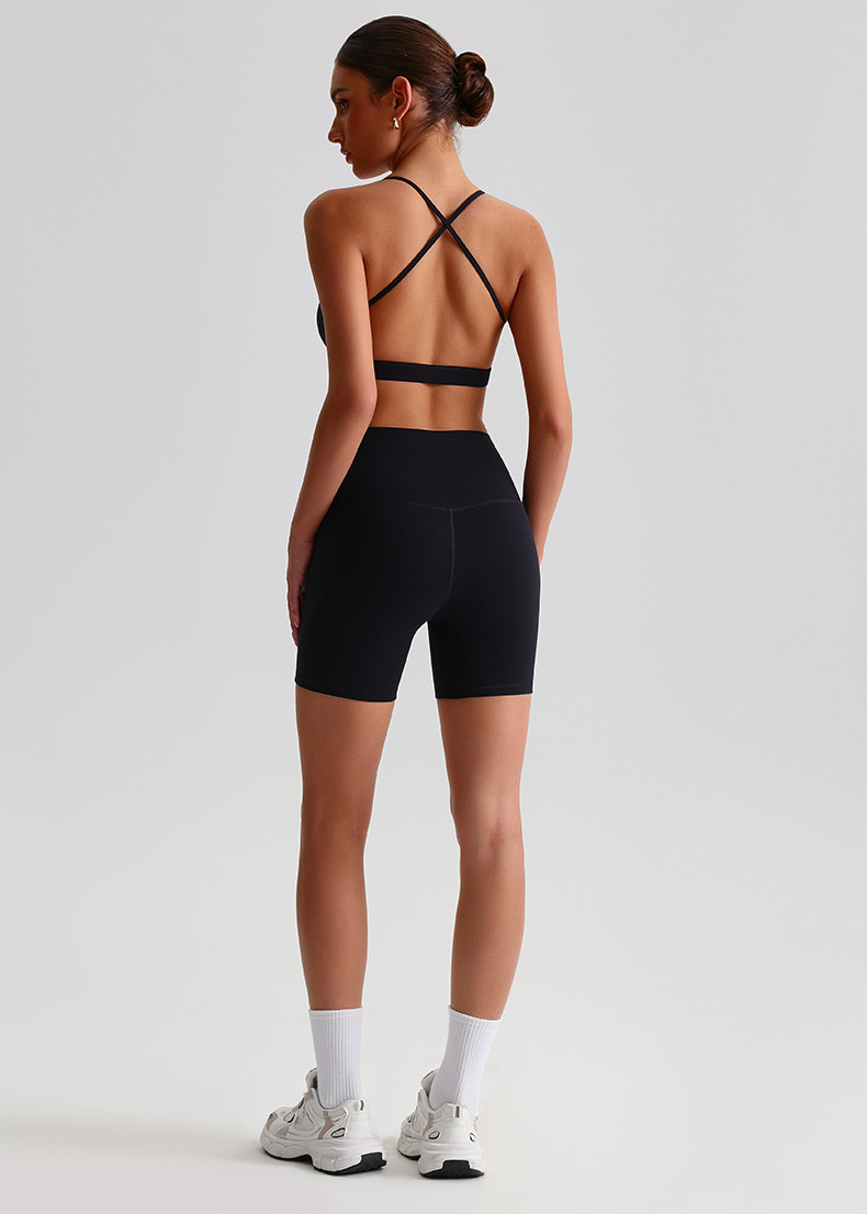 Fitness Sports Leggings And Crossed Beautiful Bra With Pads Set SKL-LQ0139
