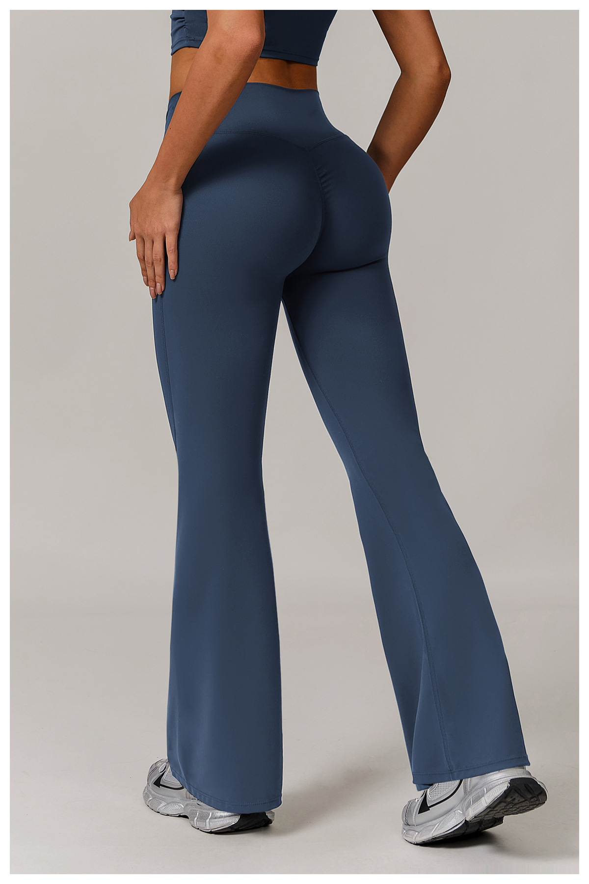 Soft Fabric Twist Pleats Flare Yoga Leggings 9141