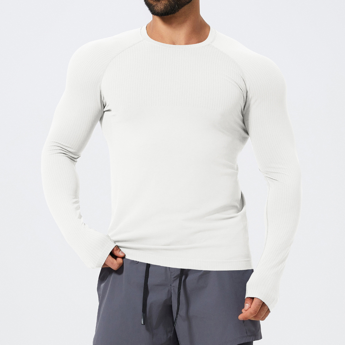 Slim Fit Men's Seamless Long Sleeve Tops 1058-3