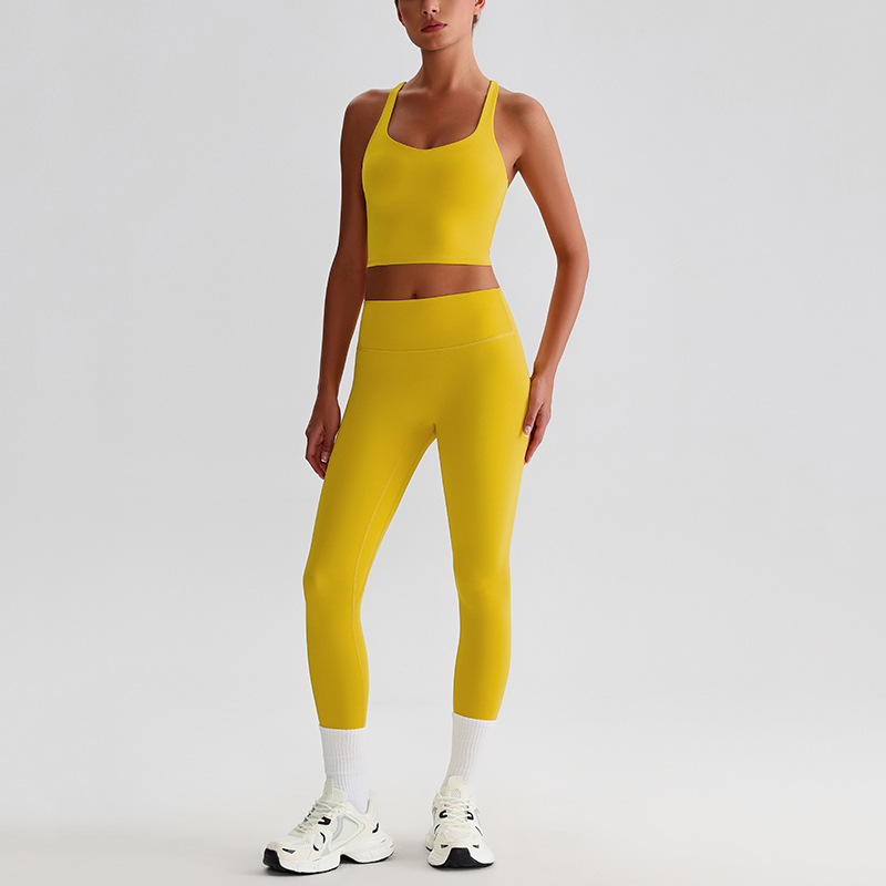  Cross Sports Bra Fitness Wear Running Leggings Yoga Pants Yoga Set SKL-LQ0121