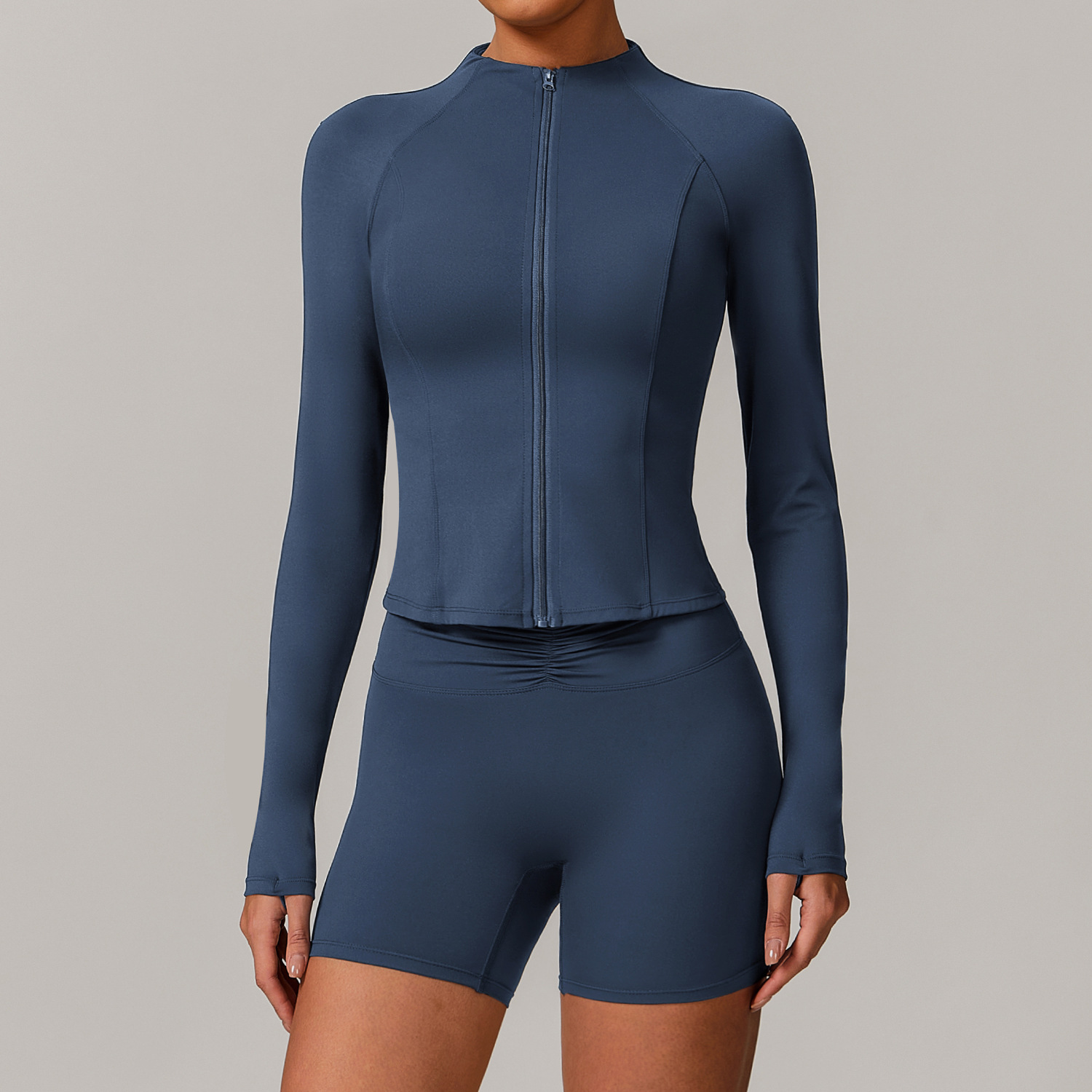 Soft Fabric Twist Pleats Flare Yoga Outerwear Sets 9141