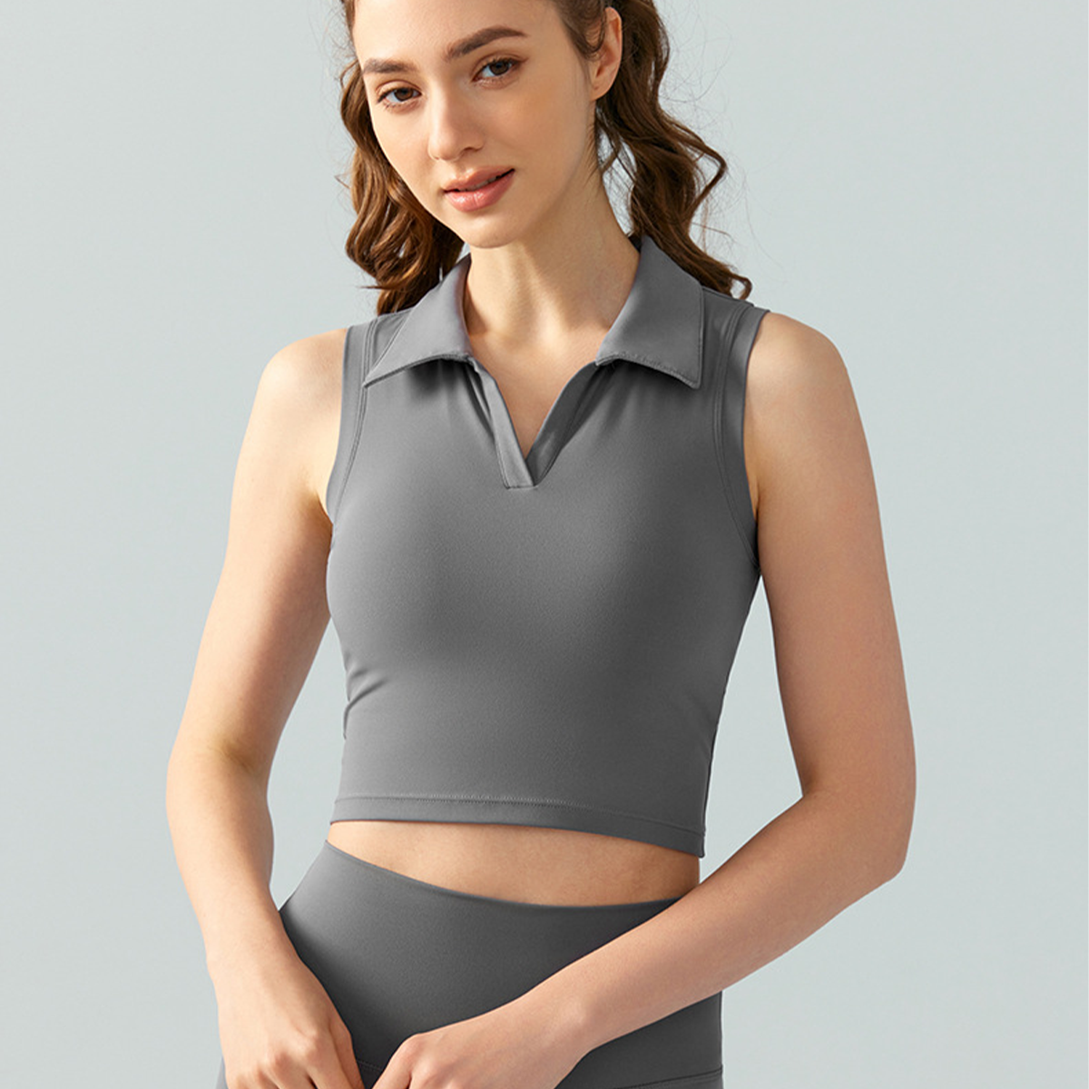 Collared Breathable Sleeveless Yoga Tank Top DSG673