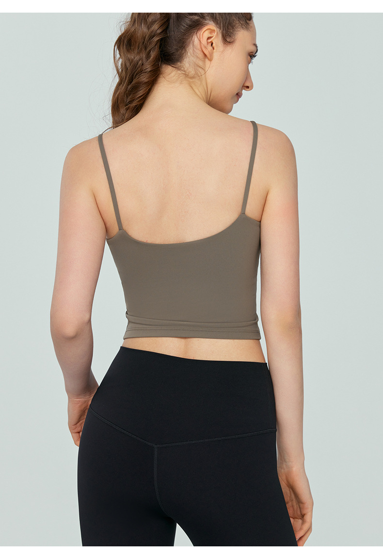 Solid Color U-Neck Yoga Bra with Semi-Fixed Cups  DSB745