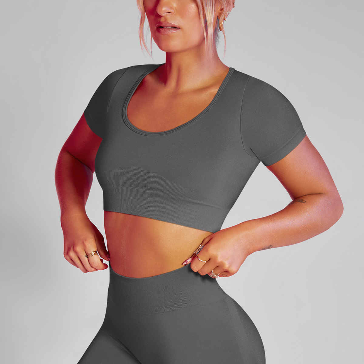 Breathable and Sweat-absorbent Sports Fitness Short-sleeved Vest 6601