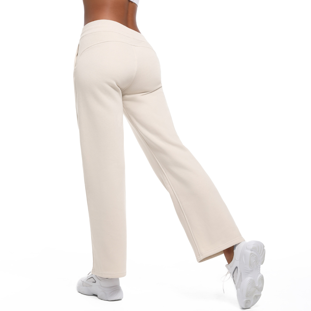 Drawstring Sports Bootcut Pants Fleece-Lined Warm Sweatpants 7086