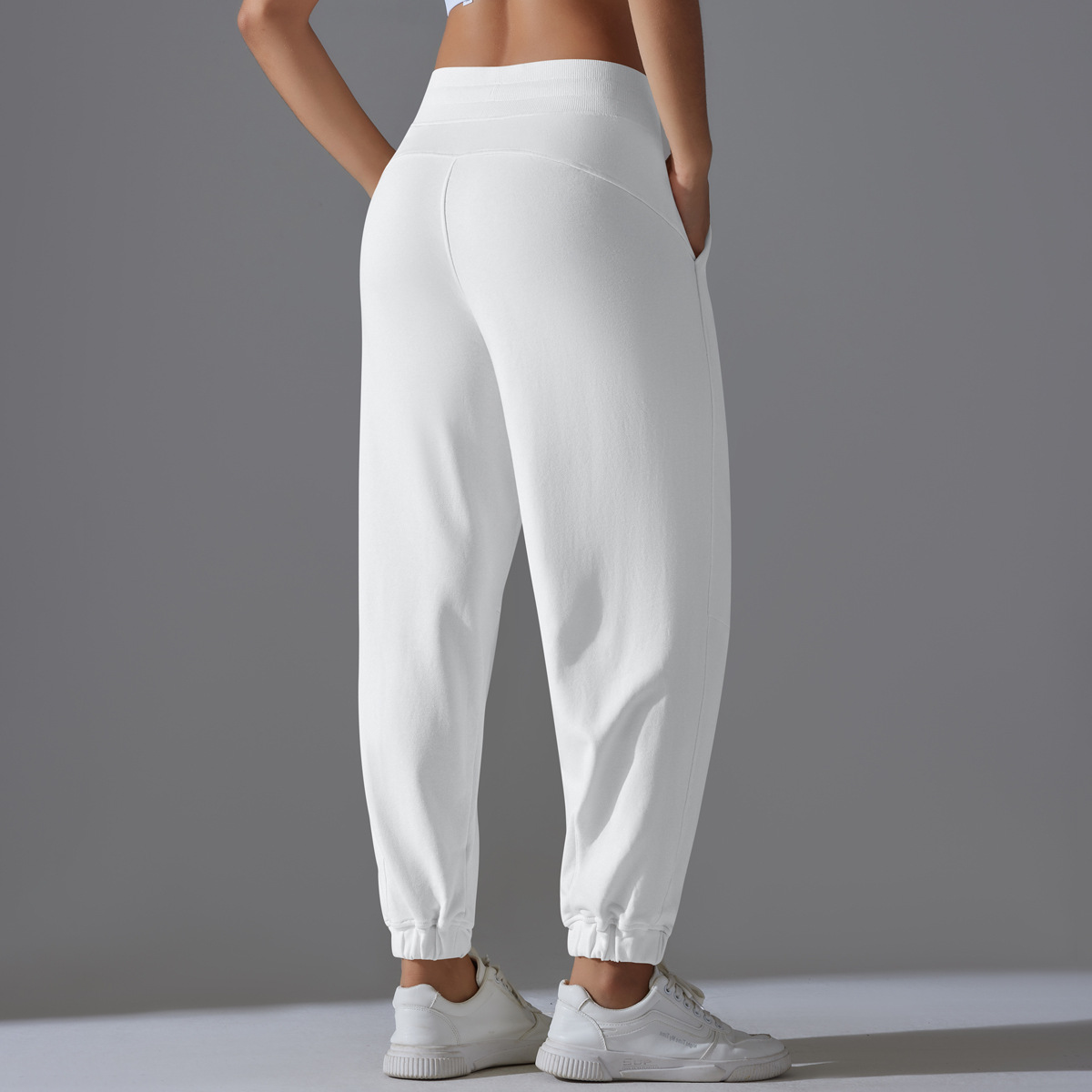  Drawstring Cuffed Pants Casual Loose Fit Sports Pants 7048