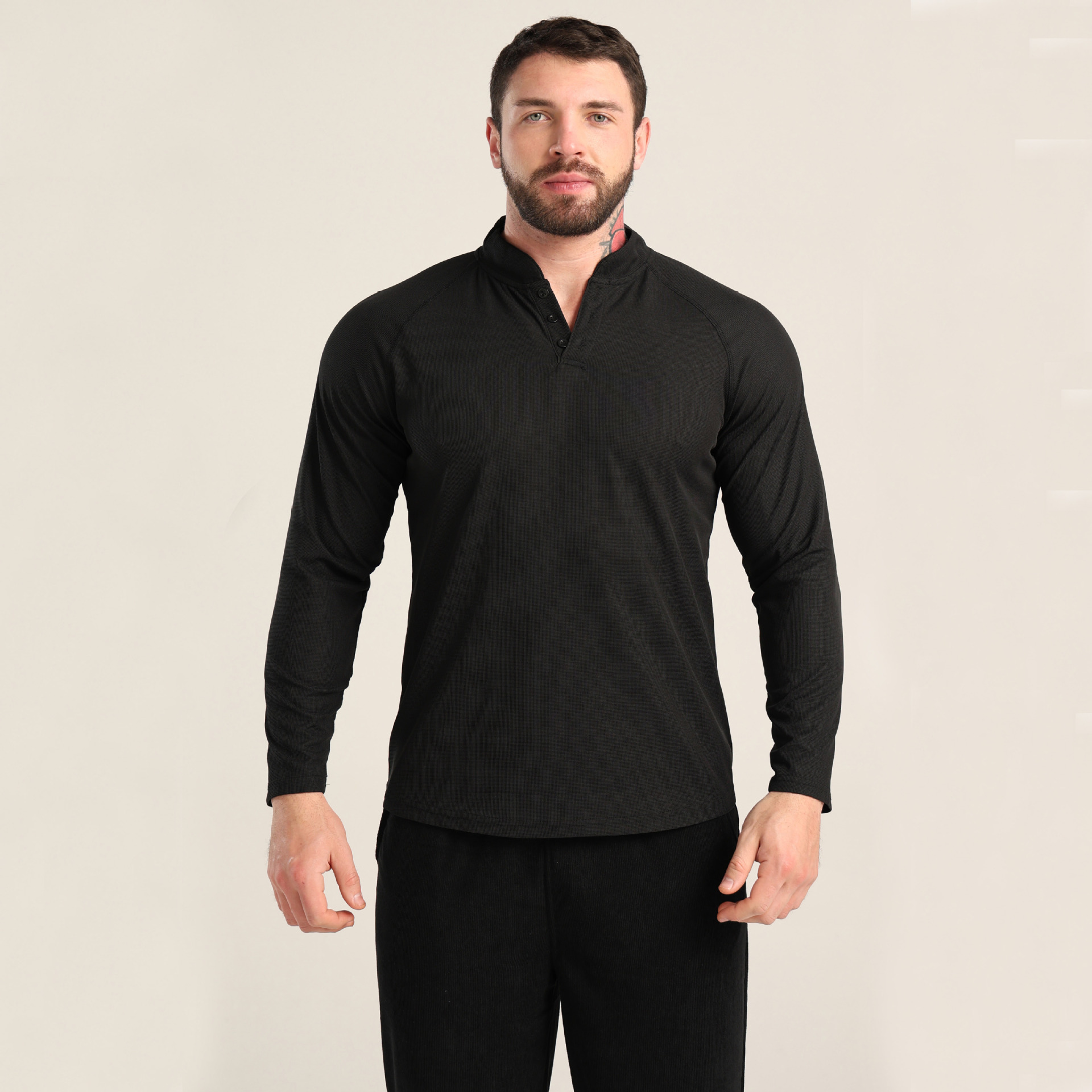 Men's Buttoned POLO Long Sleeve Shirt CX122