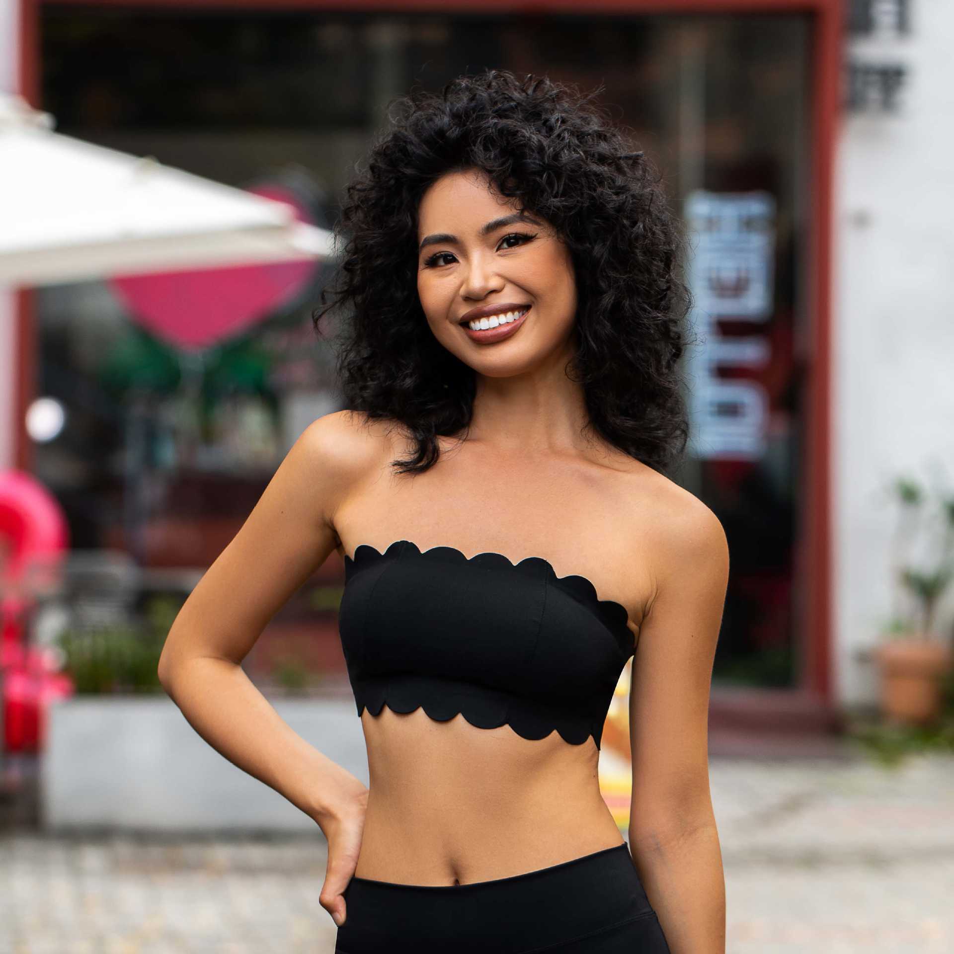 Lace Strapless Bra with Non-Slip Strips Chest Pads and Shockproof Design for Yoga SKL-FNK8804