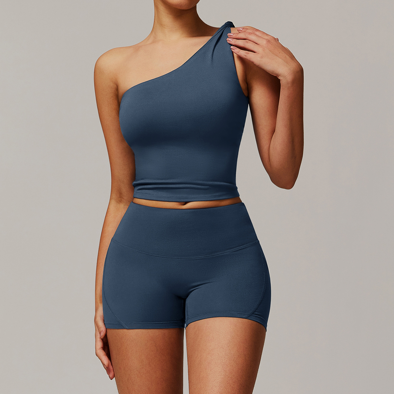 One-shoulder Vest Yoga Set 9152