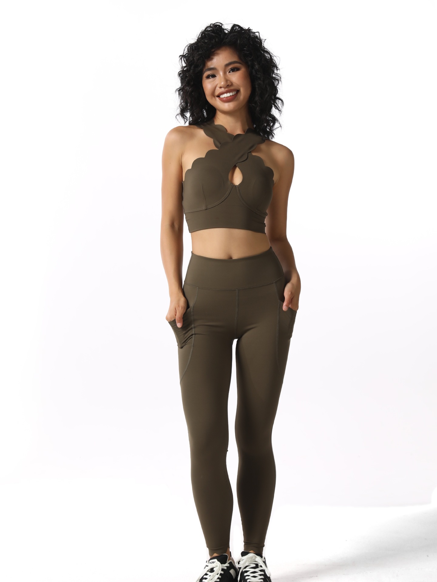 Lace Yoga Outfit Set for Women Short Tank Top Fitness Two-Piece Set SKL-FNK202411