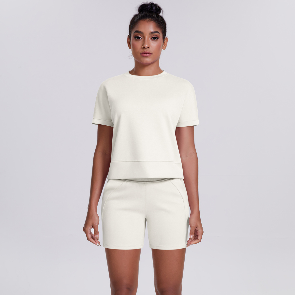  Round-Neck Sports Short-Sleeve Fitness Yoga Wear Set T25B2071