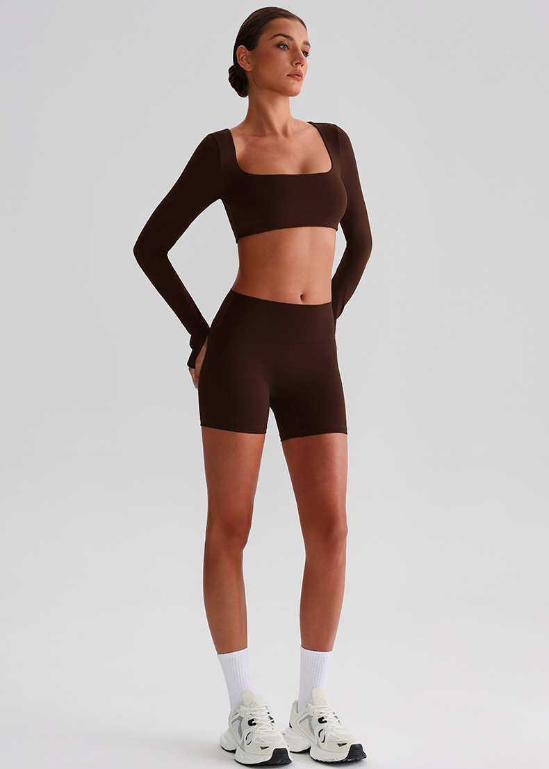 High-waisted Three-quarter Pants Seamless Slimming Fitness Shorts SKL-LQ8005