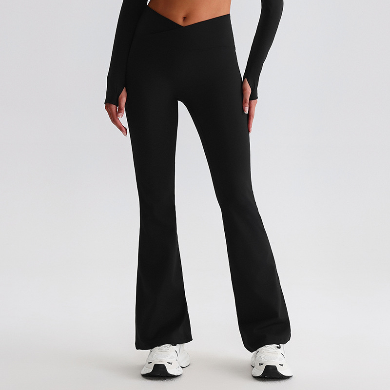 Crossed Waists Yoga Pants Breathable Flared Leggings SKL-LQ8007