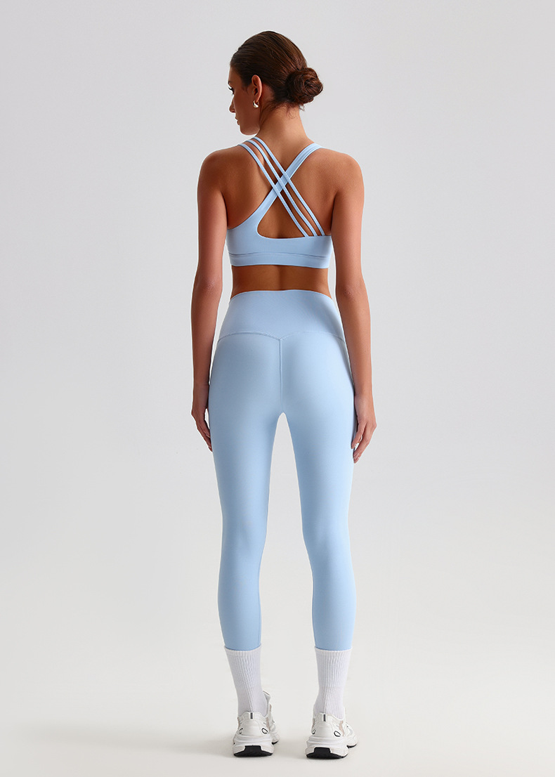 Crossed Beautiful Back Bra Running And Fitness Suit Leggings Set SKL-LQ8635