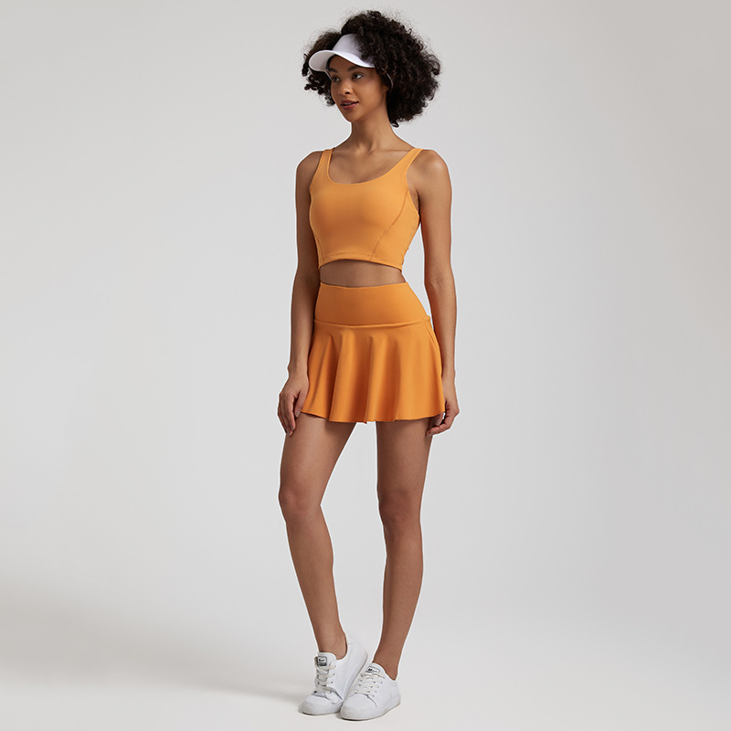 Sports Tennis Skirt Prevent Exposure Nude Yoga Short Skirt Set SKL-LQ7731