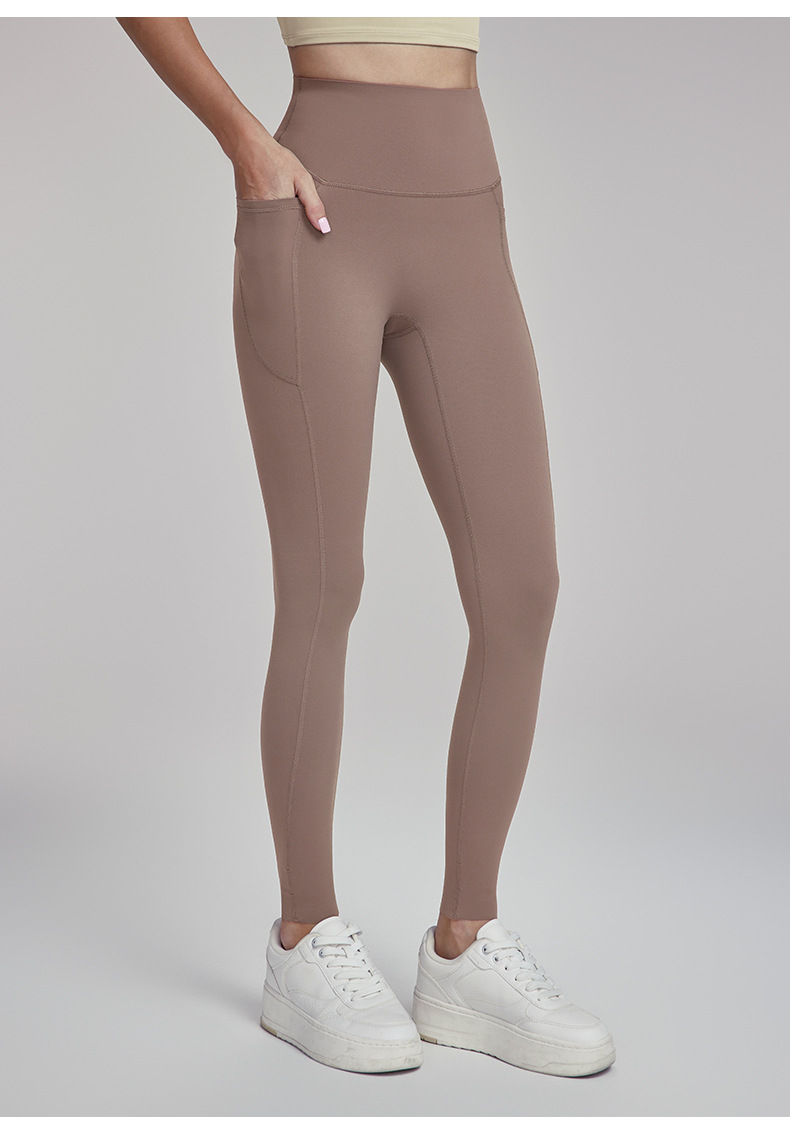 Side Pocket & Custom Hem High-Rise Yoga Pants  DWUS124019