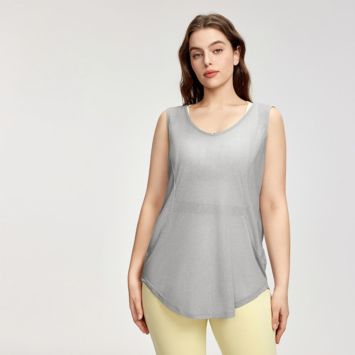 Solid Color Plus-Size Loose & Breathable Yoga Cover-Up DWA215166
