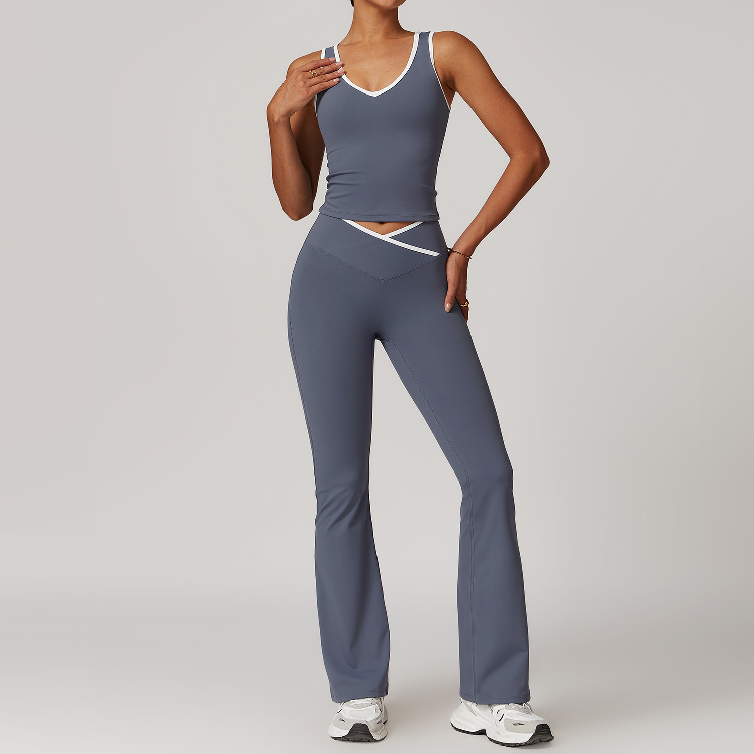 Crossed High-Waist Sports Vest Set 8843