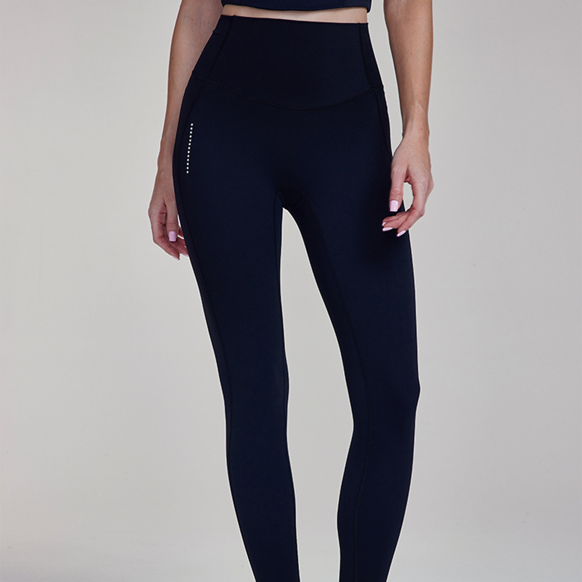 Lycra Waist & Back Pockets Reflective Strips Yoga Leggings DWUS124061