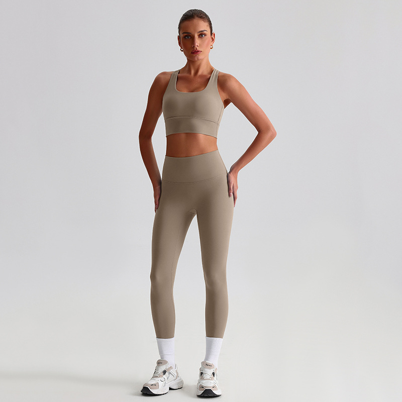 Fitness Sports Leggings And Crossed Beautiful Bra With Pads Set SKL-LQ8697