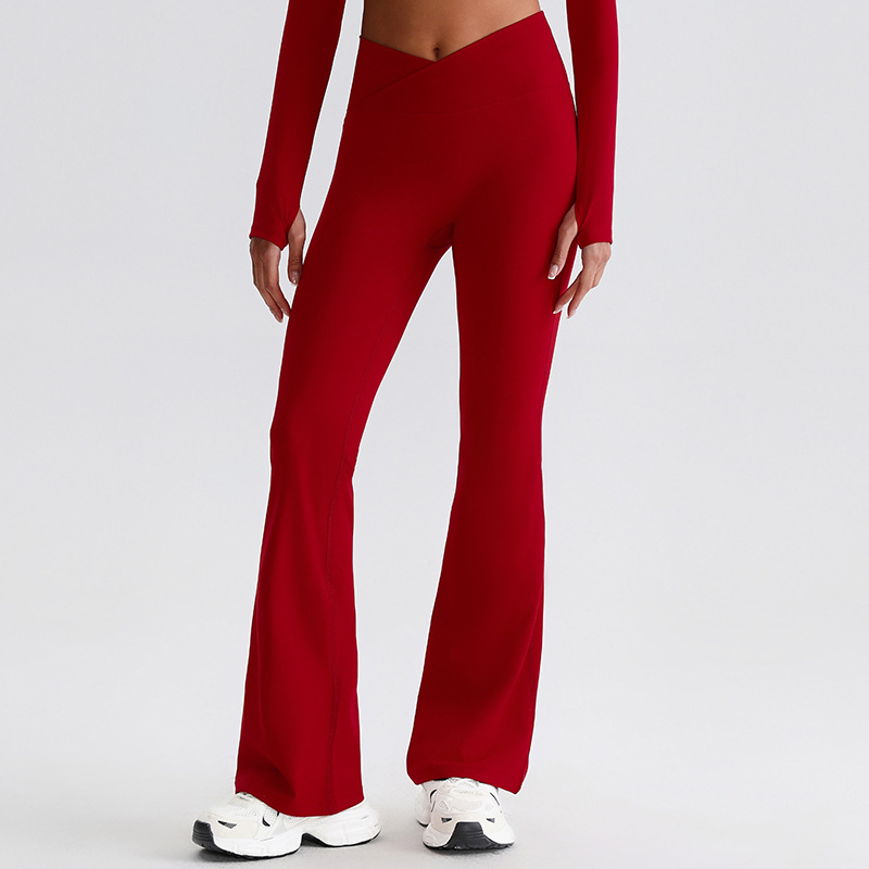 Crossed Waists Yoga Pants Breathable Flared Leggings SKL-LQ8007