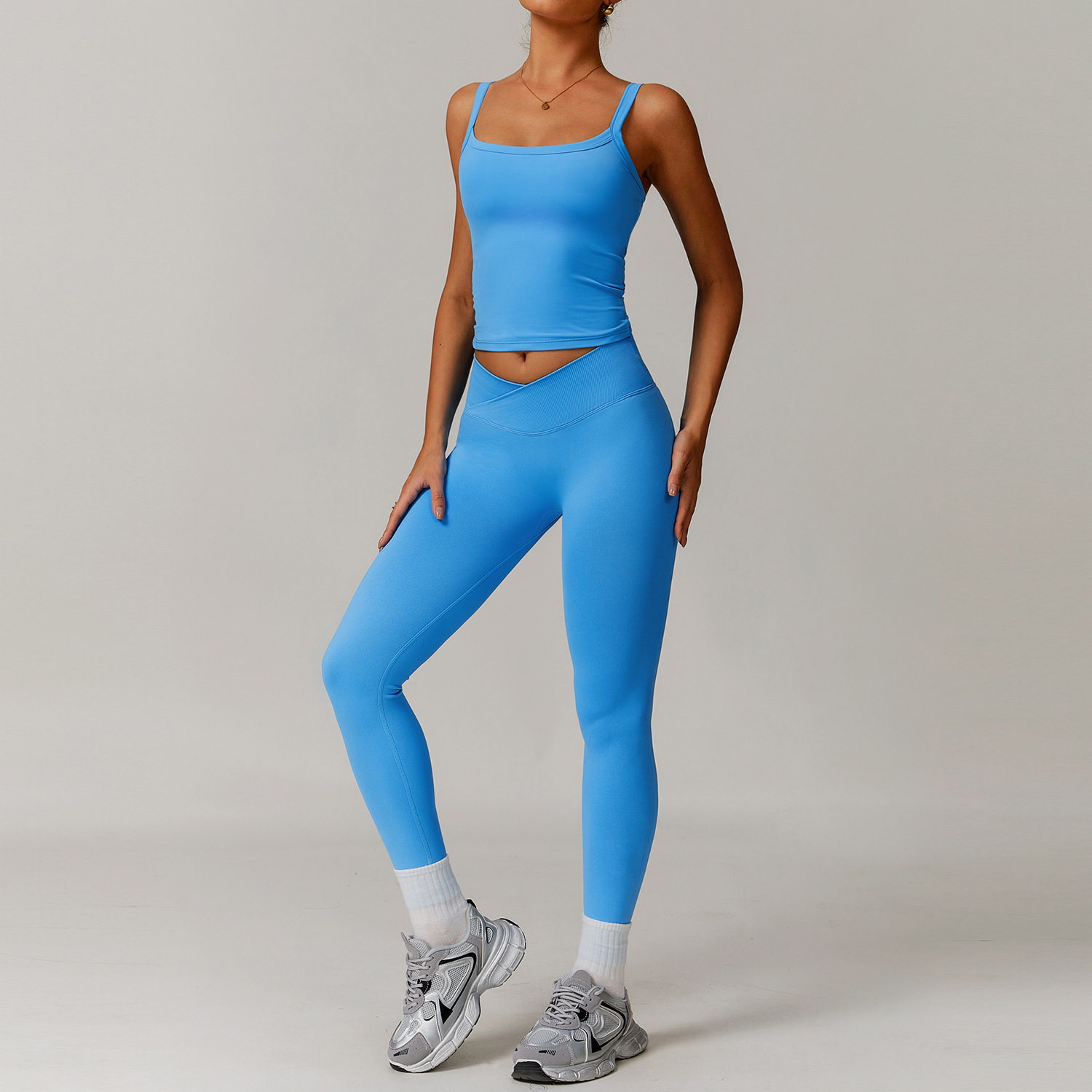 Yoga Clothing Set Vest  Shorts and Long Pants Combo for Workout 5036