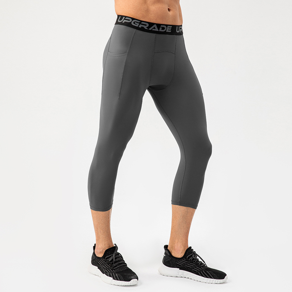 Men's High Elastic Quick Dry Fitness Pants with Pockets 21337