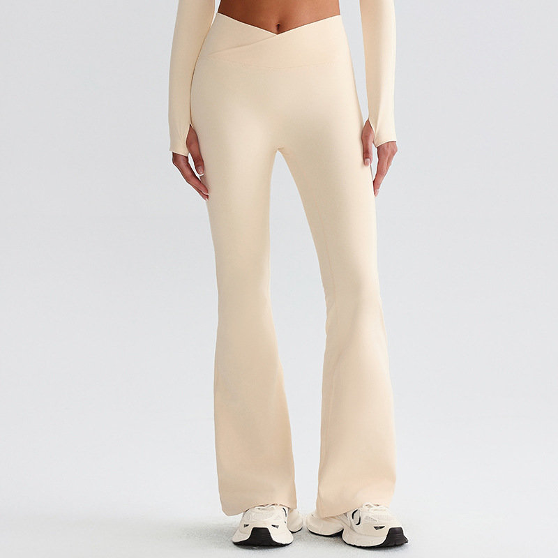 Crossed Waists Yoga Pants Breathable Flared Leggings SKL-LQ8007