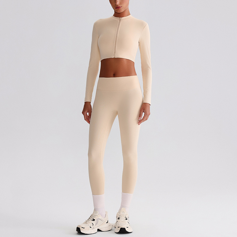 Flare Leggings And Knot Long - Sleeve Yoga Bra Set SKL-LQ0122