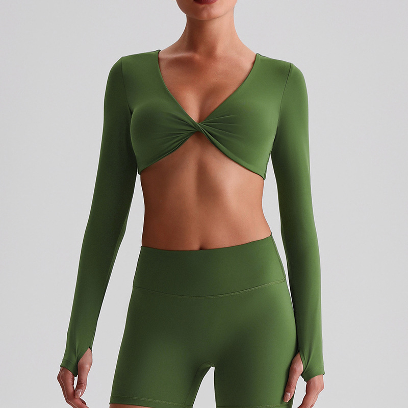  Knot Long - Sleeve Yoga Bra  Sports Bras Come With Chest Pads SKL-LQ8019
