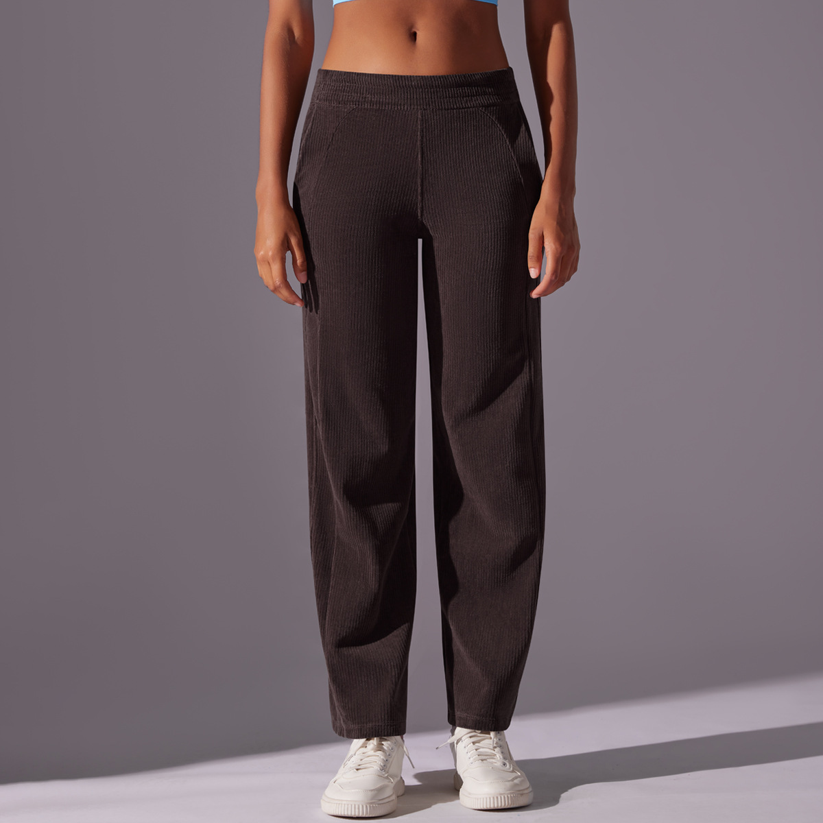  Corduroy Wide-Leg Fitness Pants for Women 7073