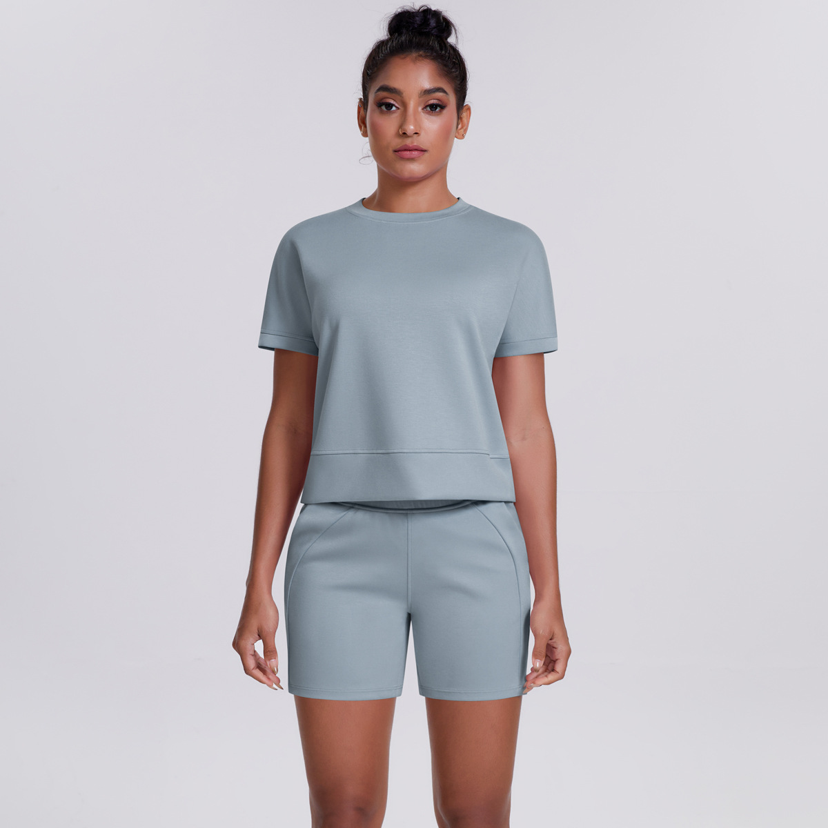  Round-Neck Sports Short-Sleeve Fitness Yoga Wear Set T25B2071